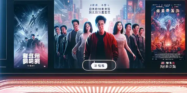 A modern movie theater website interface showcasing popular movie posters and online ticket purchasing features.