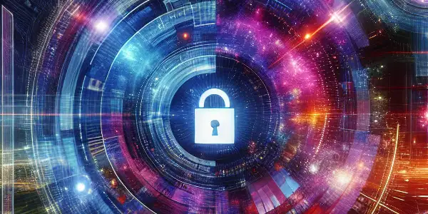 A futuristic digital platform showcasing vibrant thumbnails of diverse adult films, emphasizing safety and privacy features.