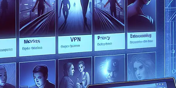 A user browses a modern adult video platform focused on safety and privacy, surrounded by security symbols.